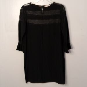 Rebecca Taylor Black Silk Lace Insert Dress - Size 6